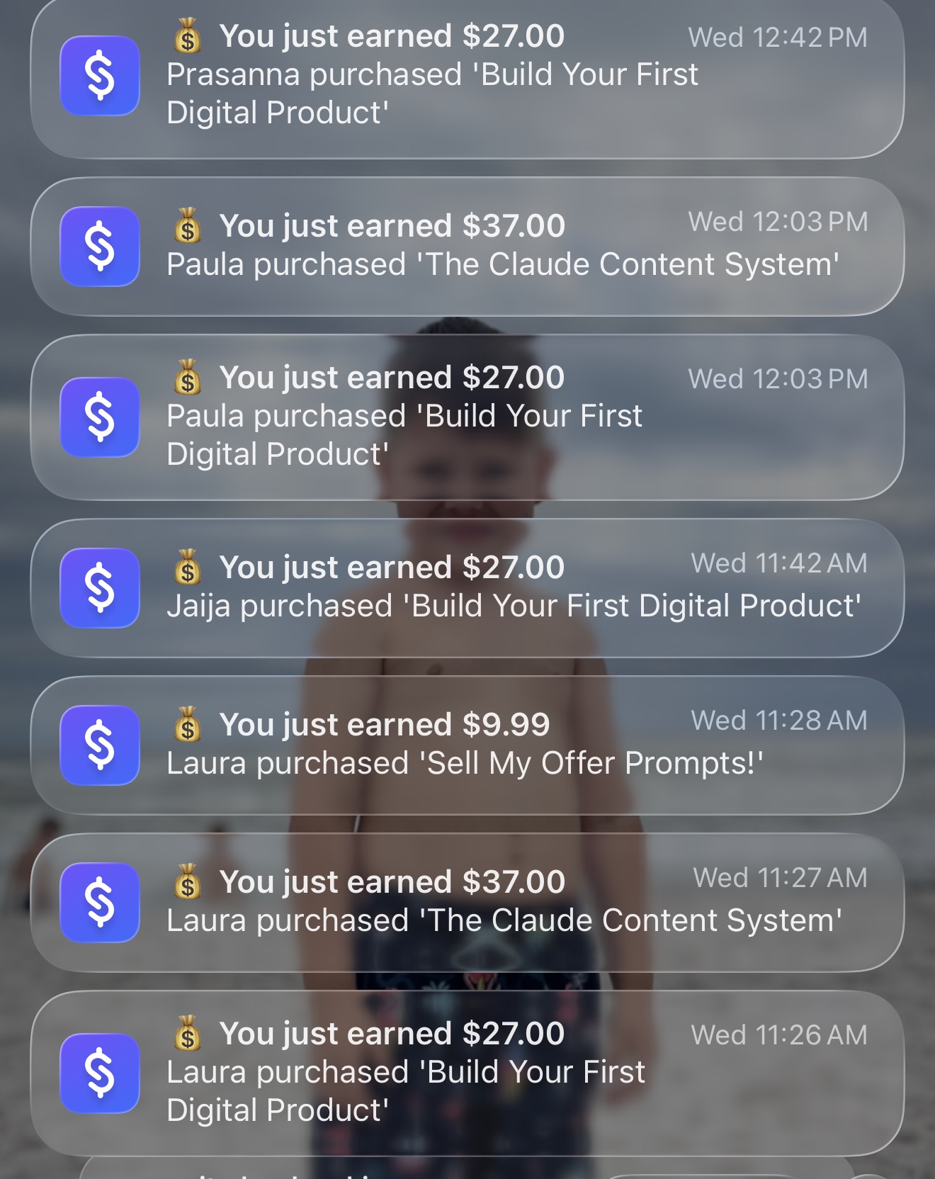Real sales notifications